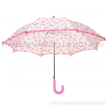 Girl Cute Frill Auto Open Kids Umbrella